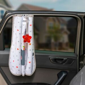Benbat Hedgehog Magnetic Car Sunshade in use on car window - Car Sunshade