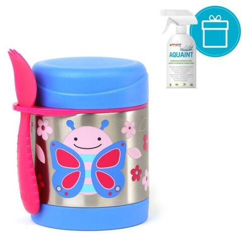 SKIP HOP Zoo Termos z łyżką / widelcem Butterfly 325 ml, 3+ + AQUAINT 500 ml