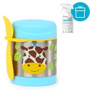 SKIP HOP Zoo Giraffe Food Thermos with Utensil and Aquaint Sanitizer - Food thermosis