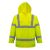 Portwest H440 HiVis vízálló biztonsági kabát, sárga, XL, hátsó nézet, kapucnival, reflektorcsíkok