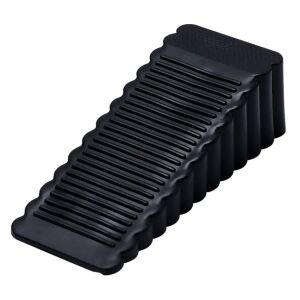 Čierna plastová zarážka dverí, klinový tvar, rozmery 4,1 x 9,5 x 2,8 cm 122758446 - Podpery dverí