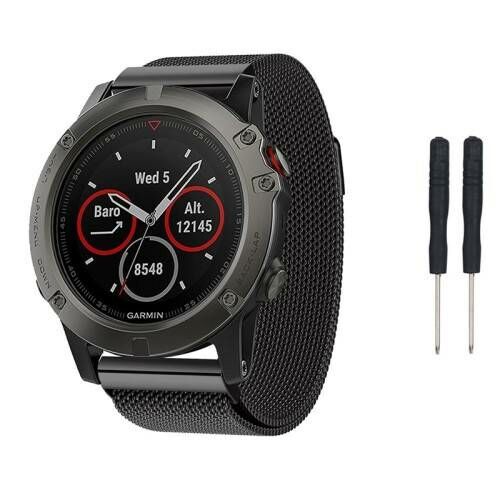 Okosóra milánói szíj - rozsdamentes acél, mágneses, 26mm csavaros / tengelyes rögzítéshez - FEKETE - csavarhúzókkal - Garmin fenix / fenix 2 / fenix 3 / fenix 3  HR / tactix / D2 122762813