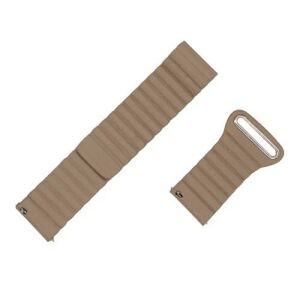 Okosóra mágneses loop szíj - KHAKI - valódi bőr, 20mm széles - SAMSUNG Galaxy Watch 42mm / Xiaomi Amazfit GTS / SAMSUNG Gear S2 / HUAWEI Watch GT 2 42mm / Galaxy Watch Active / Active 2 122762852 - Okosóra szíj