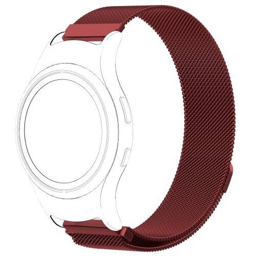 Okosóra milánói szíj - rozsdamentes acél - PIROS - fém háló kialakítás, mágneses, 240mm hosszú - SAMSUNG SM-R720 Gear S2 122762860