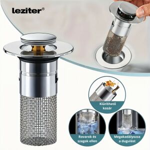 Leziter Ablaufstopfen aus Edelstahl mit Filter und Anwendungsbeispielen - Abflusstopfen
