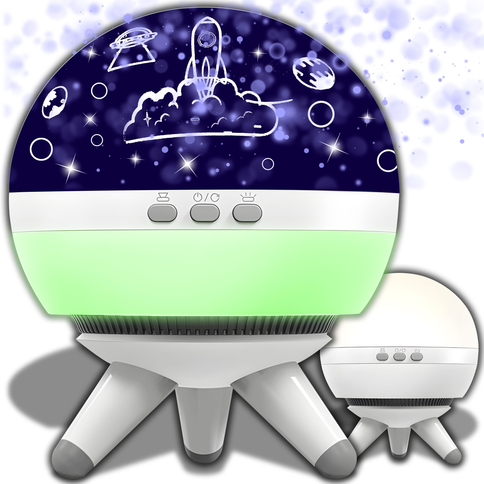 Retoo 360°-ban forgó LED projektor és Éjjeli lámpa 3W - Galaxis - fehér