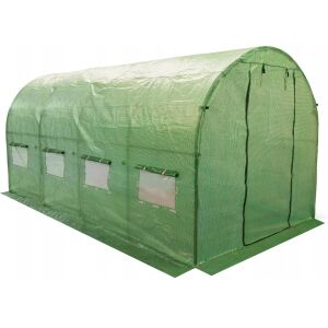 Teljes nézet a Zöld kerti alagút 4x2,5m üvegházról ablakokkal és cipzáras ajtóval. - Sersimo