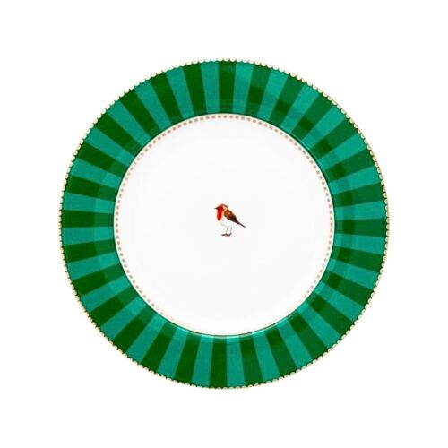 Talerz porcelanowy, Pip Studio, Stripes Green, 17 cm, kolekcja Love Birds 122828979