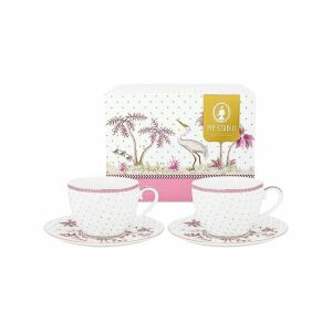 2er Set Tassen mit Untertassen, Porzellan, Pip Studio, Dots Gold Pink, 280 ml, Jolie Kollektion 122829112 - Teetassen
