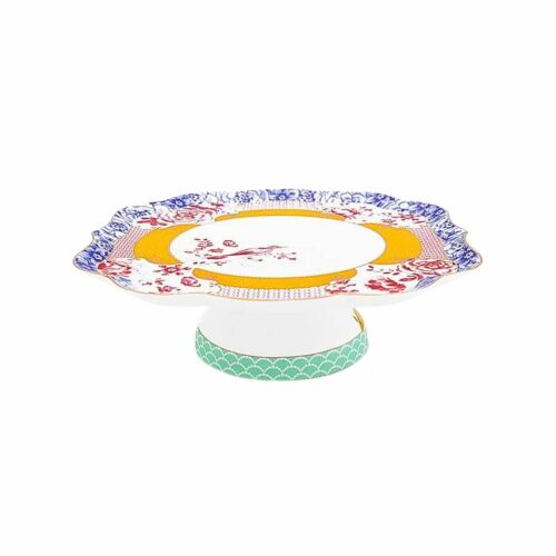 Порцеланова торта стойка Pip Studio Royal Multi Collection, 24x24 cm, с цветен флорален дизайн и златни акценти