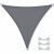 Pepita vele impermeabilă triunghiulară de soare 3x3x3m 160g/m2 gri, vedere înclinată a produsului cu frânghii și inele D