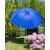 Pepita 2m blue tilting beach umbrella with UV protection, showing the umbrella in a garden setting