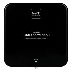Dispenzor na mydlo Soap-In-A-Box na ruky a telo, čierny, pohľad spredu - Dávkovač mydla