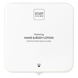 Dispenzor na hydratačný krém na ruky a telo Soap-In-A-Box, biely, pohľad spredu - Dávkovač mydla