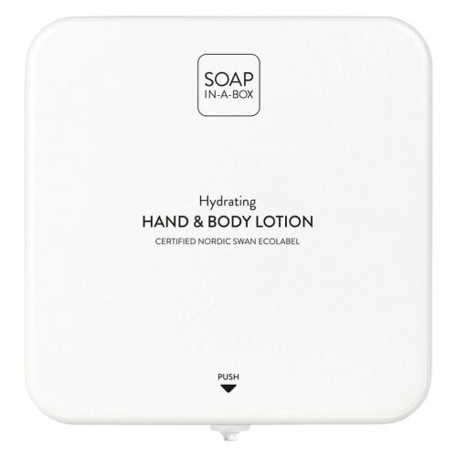 Dispenzor na hydratačný krém na ruky a telo Soap-In-A-Box, biely, pohľad spredu