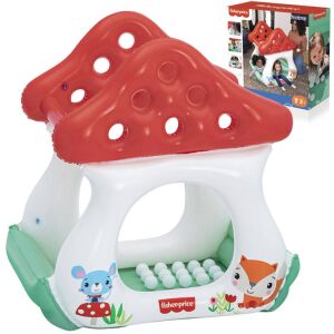 Bestway felfújható labdagödör gombával, Fisher-Price Toadstool Mushroom labdagödör, kisgyermek játszótér, beltéri és kültéri használatra, 15 labda tartozik hozzá - Bestway Gyerekmedence & Pancsoló