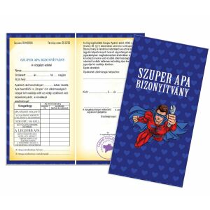 Vicces Szuper Apa Bizonyítvány, egyedi ajándék apáknak - Vicces ajándék