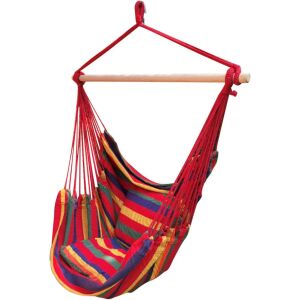Scaun suspendat Pepita pentru o singură persoană cu perne, dungi roșu-galben - Depozitare pantofi, Fotolii suspendate, Fotolii, Scaune suspendate și Biblioteci și rafturi