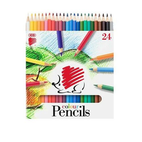 Színes ceruza készlet, hatszögletű, ICO "Süni", 24 különböző szín