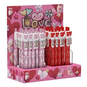ICO Love golyóstoll készlet, 48 darabos, vegyes színek, szív és LOVE mintákkal, tökéletes iskolába, irodába vagy ajándékba - ICO