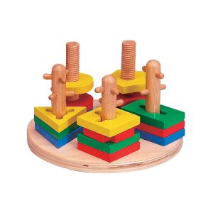 Fa tekerős formakirakó Jucărie de sortat forme din lemn pentru copii mici, jucărie educativă - Jocuri de sortare a formelor