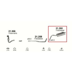 Polmo hátsó kipufogódob, Renault Kangoo 1.2, 1997-2010