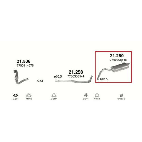 Polmo hátsó kipufogódob Renault Kangoo 1.2-höz (1997-2010)