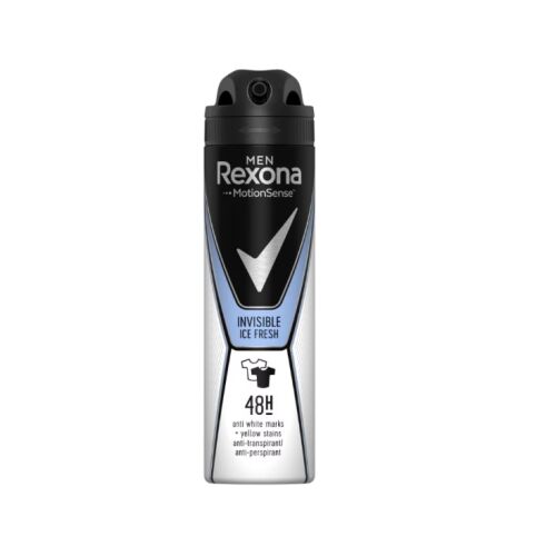 Rexona Men Invisible Ice Fresh izzadásgátló dezodor spray, 150ml, 48 órás védelem izzadás és szag ellen, fehér foltok elleni védelem, sárga foltok elleni védelem
