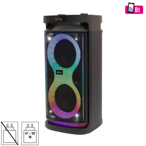 Home by Somogyi SAL PAR2100BT DJ keverő, party hangdoboz, Hordozható prémium hangfal party hangdoboz, 80W, beépített akkumulátor és LED fénnyel, Bluetooth, FM rádió, AUX és mikrofon bemenetek, 2-utas, 3 hangszóró 122991824