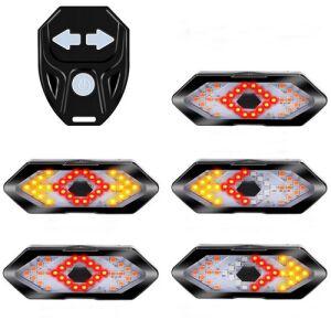 Kerékpár + roller irányjelző és hátsó LED világítás, kormányra szerelhető távirányítóval, USB töltővel