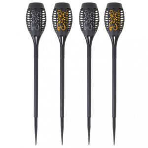 4 db-os készlet fekete napelemes LED kerti fáklyák villogó lánghatással - Kert