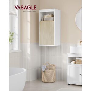 Visoki zidni kupaonski ormarić, 30 x 40 x 80 cm, bijele i bež boje | VASAGLE 123134580 - Kupaonski namještaj