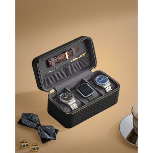 Putna kutija za satove s 3 pretinca, 10 x 20 x 9 cm, crna i siva | SONGMICS 123134596 - SONGMICS