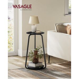 Vasagle by Songmics Home Moderný okrúhly bočný stolík s poličkou, ideálny do obývačky, spálne alebo domácej kancelárie - Nočné stolíky