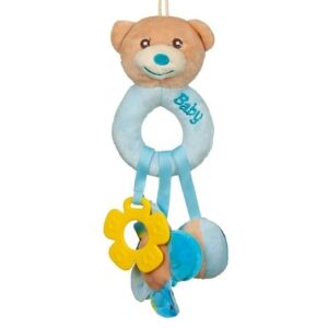 Detská hračka 2 v 1 medvedík, S hrkálkou, Na prerezávanie zúbkov, S priloženými tvarmi, Plus, 25x9 cm, Ciel 136040460 - Hrkálky