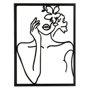 Női alakot ábrázoló fémfestmény, 44x2x58x58 cm, fekete színű