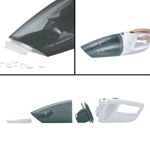 Bezprzewodowy odkurzacz ręczny, czarny i biały, z różnymi końcówkami, do czyszczenia samochodu, domu i biura