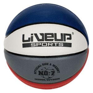 Liveup Sports kosárlabda, 7-es méret, fehér, kék, piros, szintetikus bőr, beltéri/kültéri - Kosárlabdázás