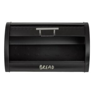 Czarny metalowy pojemnik na chleb ze ślizgającym się wiekiem, 38x28x18.5cm - Koszyk na chleb
