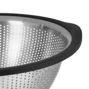 Metalowy durszlak z plastikową krawędzią, rozmiar 29x12,5 cm, srebrny 136041267 - Filtr i sito