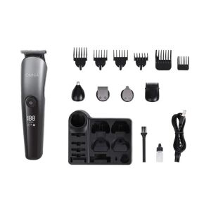 Zestaw do strzyżenia i trymowania włosów Omnia 11 w 1, pokazujący wszystkie nasadki, stację ładującą, szczotkę do czyszczenia i olej - Maszynki do strzyżenia włosów