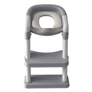Sivý redukčný záchodový sedák s schodiskom pre malé deti, tréning na nočník, bezpečnostné rukoväte, pohodlné sedadlo - Bábätká & Batoľatá