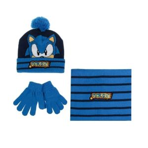 Modrá čiapka, šál a rukavice s Sonicom the Hedgehog pre deti - Detské čiapky, súpravy