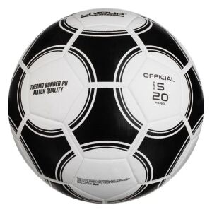 Szintetikus bőr labdarúgó, 5-ös méret, fehér, matt fekete mintákkal