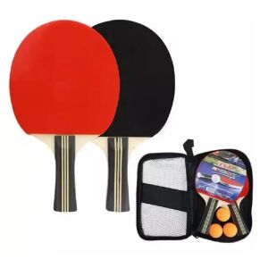 Pingpong szett 2 ütővel, 3 labdával és hordtáskával, 7 éves kortól, 25.5x15cm, fekete-piros, gyerekeknek.