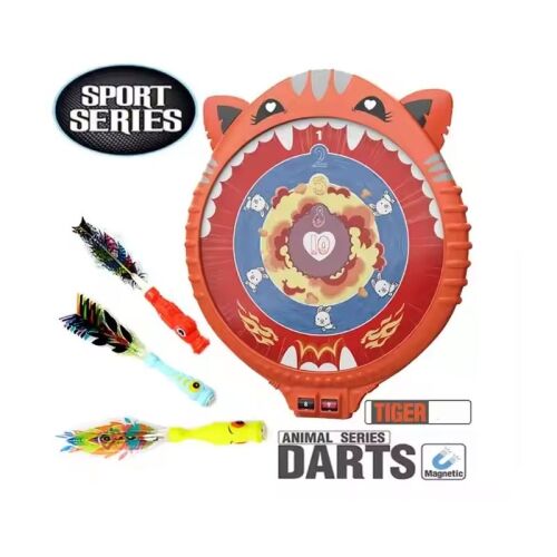 Tigris Állat Sorozat Mágneses Darts, biztonságos és szórakoztató gyerekeknek, eredményjelzővel és 3 mágneses nyíllal