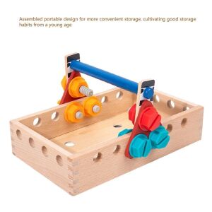 Fa építőjáték készlet 3 éves kortól, 44 darab, 25x15cm, több színű