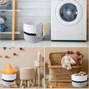 Colmanda Blumentopfkorb, Baumwolle, weiß/schwarz, 28 x 28 cm 123136964 - Lagerung & Organisation