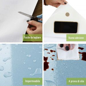 AWNIC Vinyl-Tapete, blau, Küchenarbeitsplatte, leicht zu schneiden, gute Haftung, wasserdicht, ölbeständig - Tapete