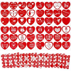 Комплект от 144 стикера Qpout във формата на сърце, хартия, червени, 19 x 13 см